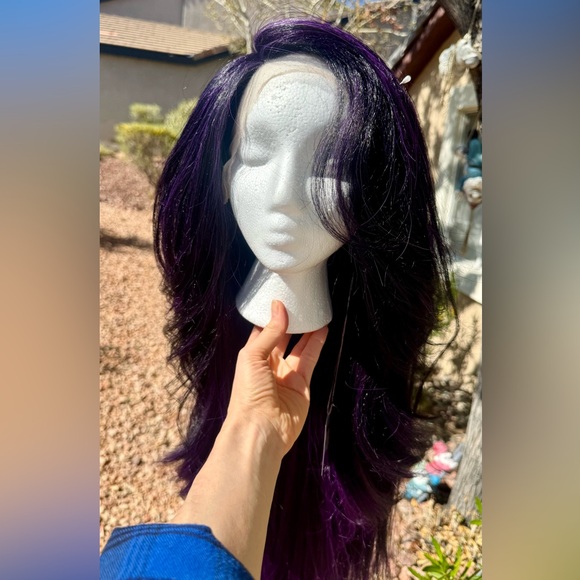 Black & Purple Lace Front Synthetic Wig - Picture 5 of 14